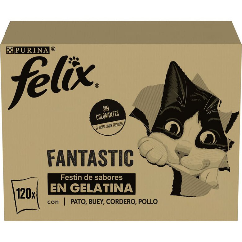120 saquetas x 85 g Felix Fantastic Seleções Favoritas de Carnes em Gelatina saquetas para gatos – Multipack,  Imagem número 1 120 saquetas x 85 g Felix Fantastic Seleções Favoritas de Carnes em Gelatina saquetas para gatos – Multipack, , large Imagem número 1